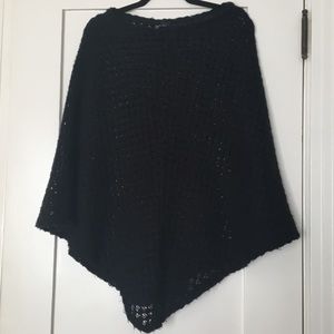 Black crocheted poncho, super soft!!